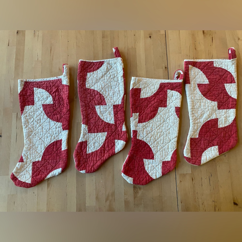 Handmade Vintage Quilted Christmas Stockings (set of 4)